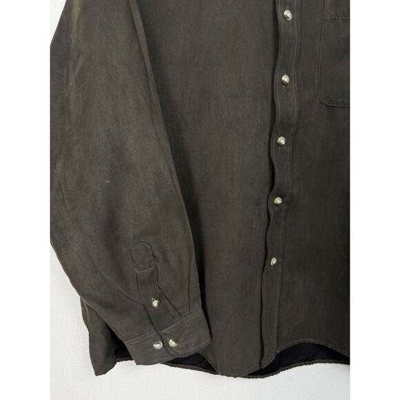 Buckhorn River Button Down Shirt Men's XL Brown Faux Suede Oudoor Work Western - Picture 2 of 10